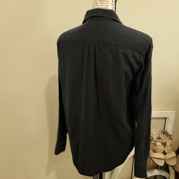 Everlane Womens SZ 2 Silky 100% Cotton relaxed boyfriend button down Indigo Blue - Picture 5 of 11